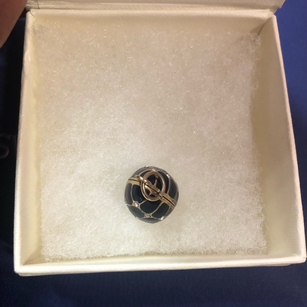 Blue Enamel Egg Pendant Charm Gold Color